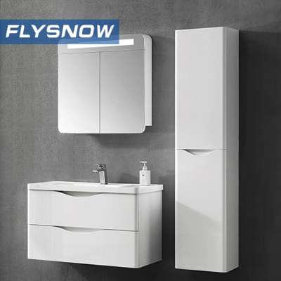 2 Drawers PVC Panting Modern bathroom cabinet with side cabinet